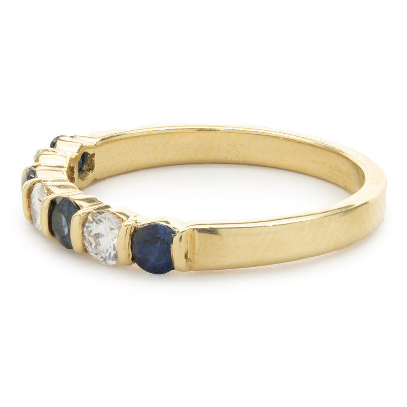 18 Karat Yellow Gold Sapphire and Diamond Band