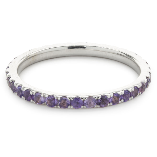 14 Karat White Gold Amethyst Eternity Band