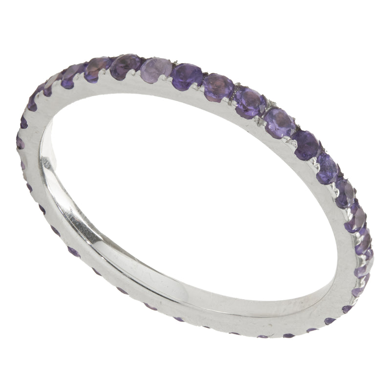 14 Karat White Gold Amethyst Eternity Band