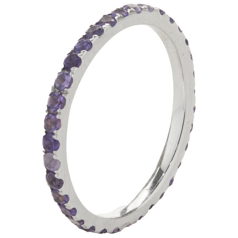 14 Karat White Gold Amethyst Eternity Band