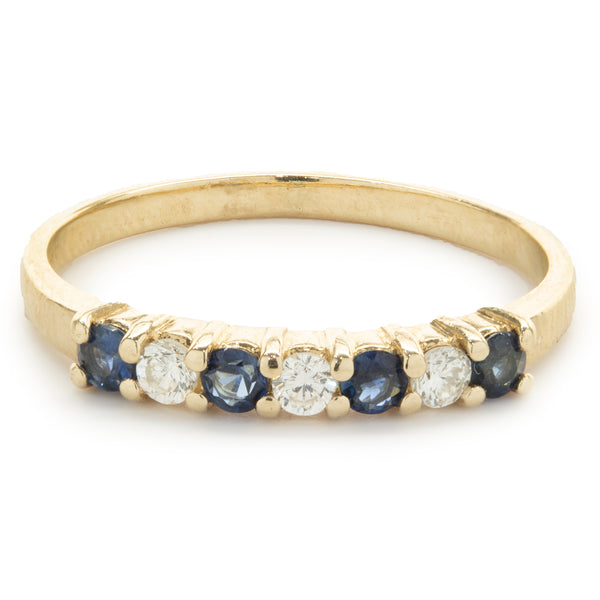 14 Karat Yellow Gold Sapphire and Diamond Band