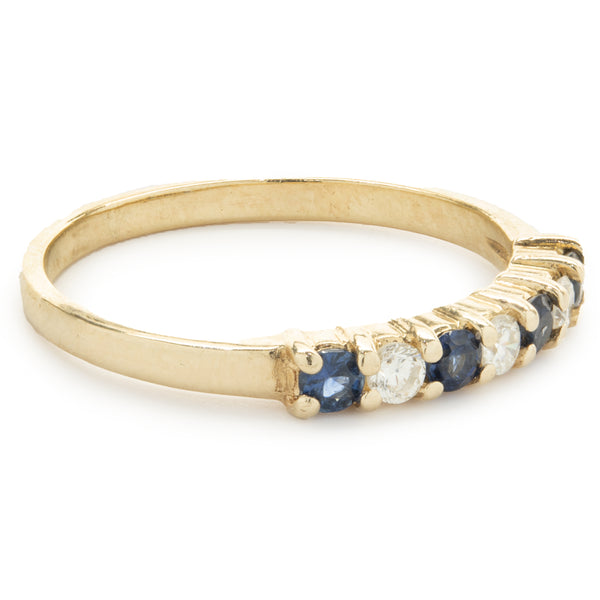 14 Karat Yellow Gold Sapphire and Diamond Band