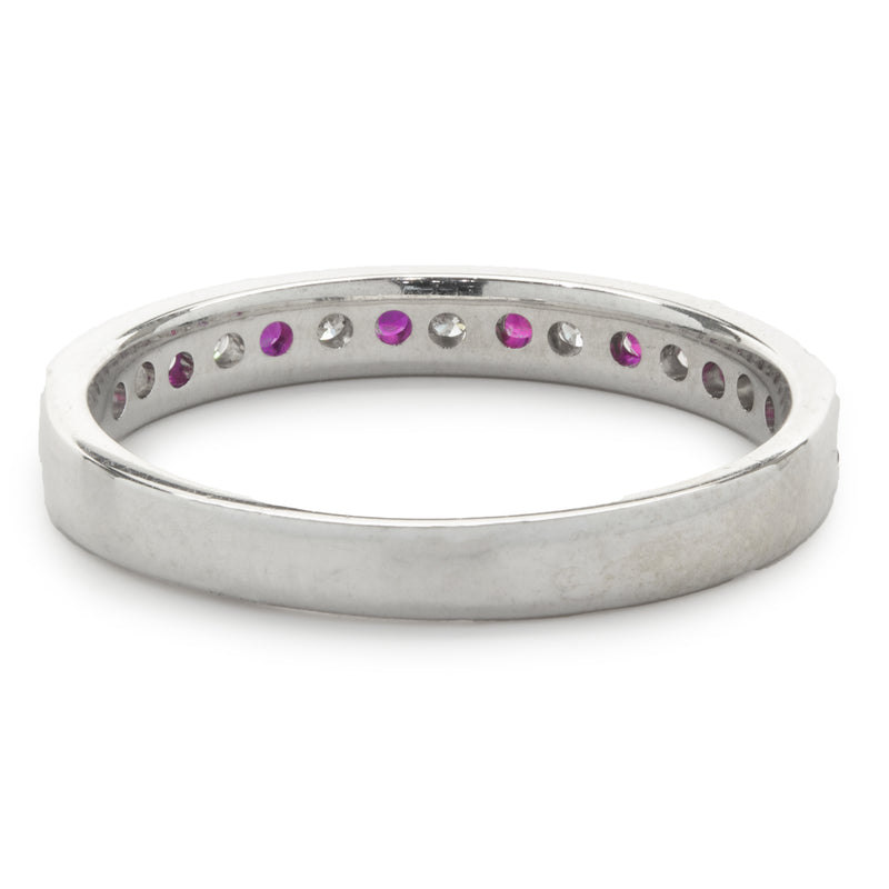 14 Karat White Gold Ruby and Diamond Band