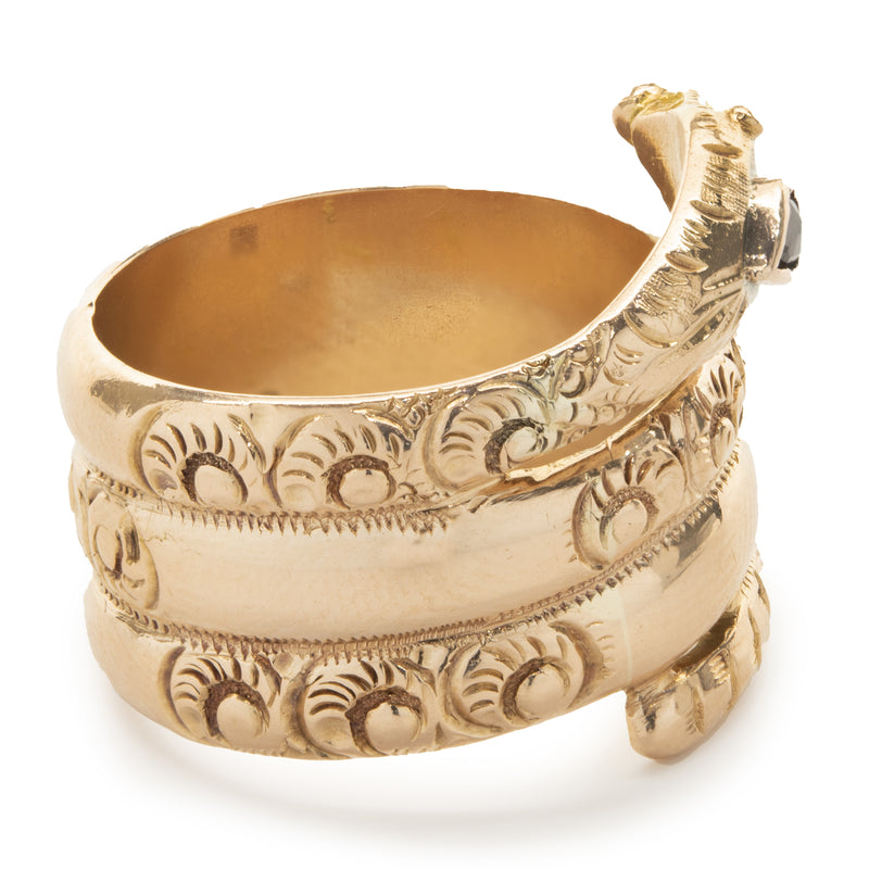 18 Karat Yellow Gold Vintage Sapphire Snake Ring