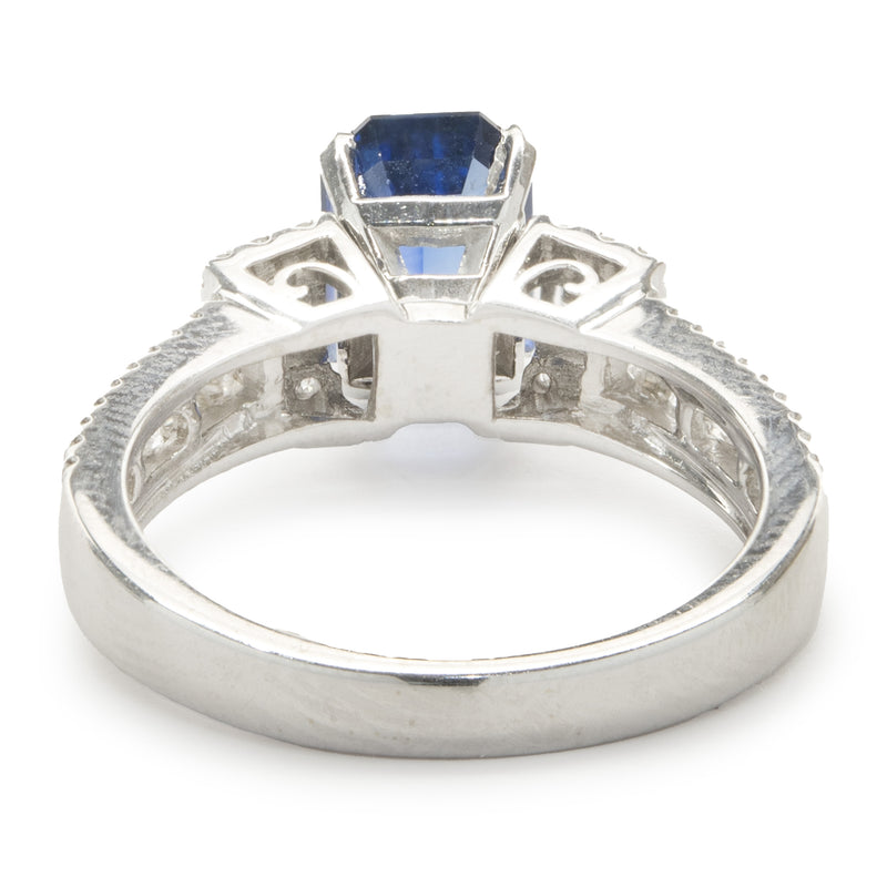 14 Karat White Gold Sapphire and Diamond Ring
