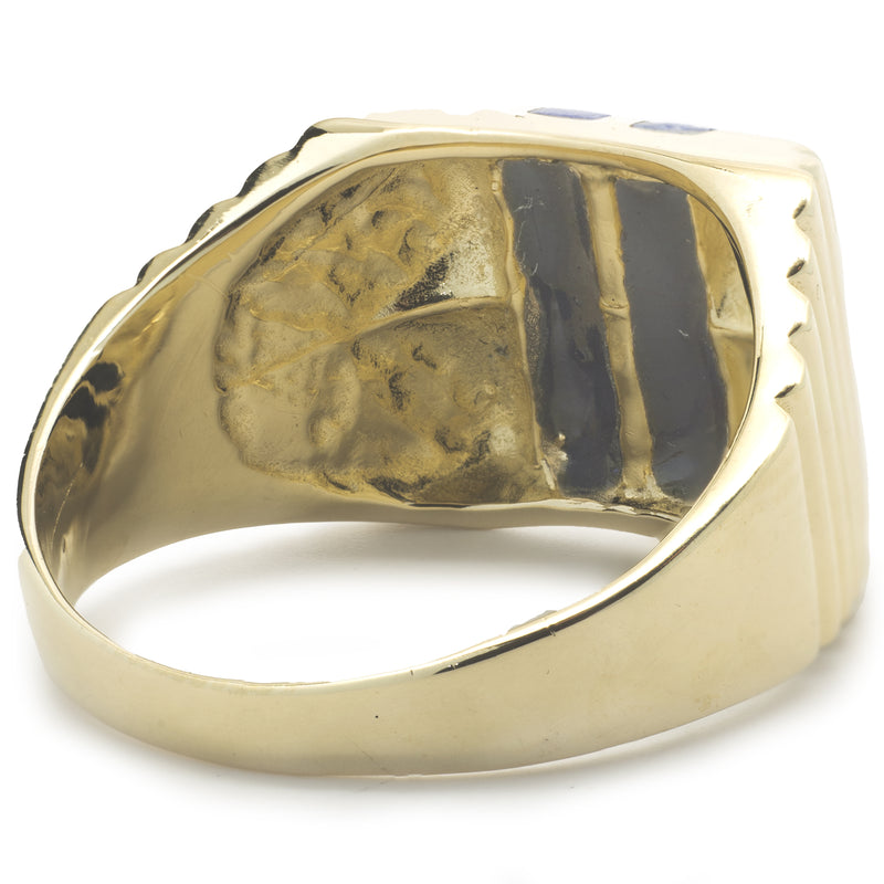 14 Karat Yellow Gold Channel Set Lapis Ring
