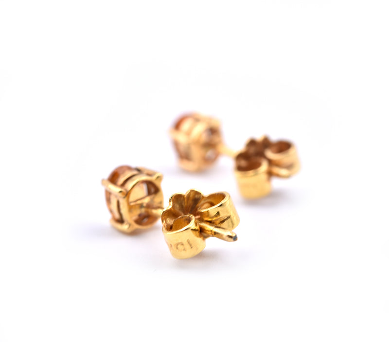 14k Yellow Gold Oval Citrine Stud Earrings