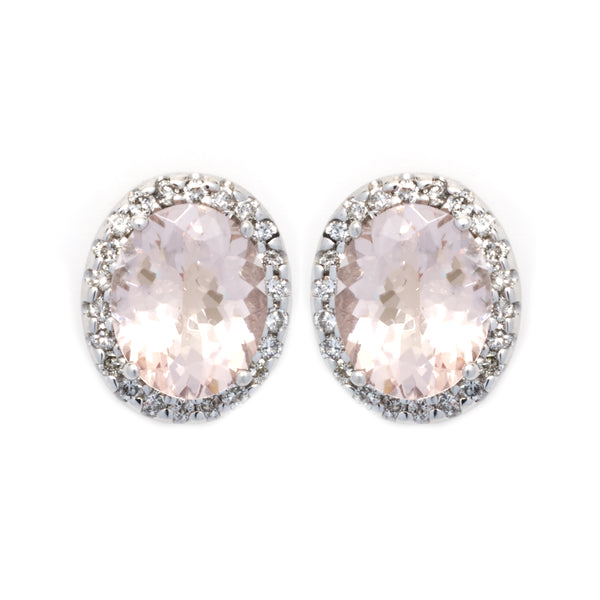14 Karat White Gold Kunzite and Diamond Earrings