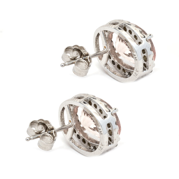 14 Karat White Gold Kunzite and Diamond Earrings