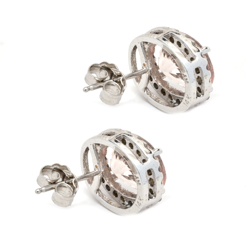 14 Karat White Gold Kunzite and Diamond Earrings