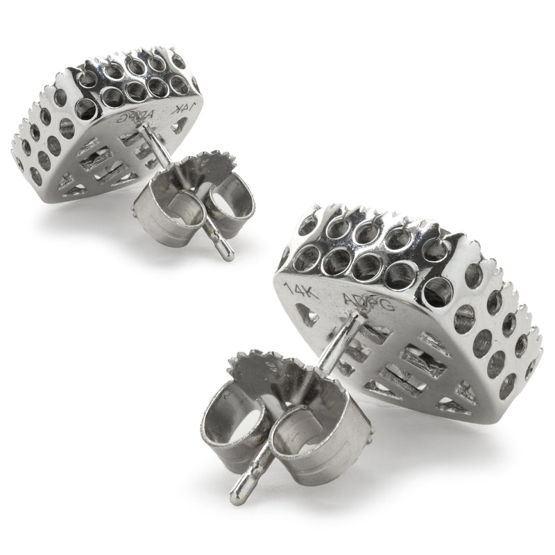 14 Karat White Gold Black Onyx and Diamond Stud Earrings