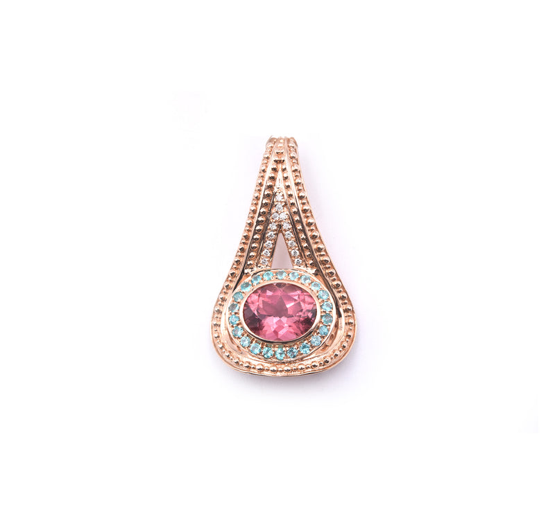 18k Rose Gold Tourmaline and Diamond Pendant