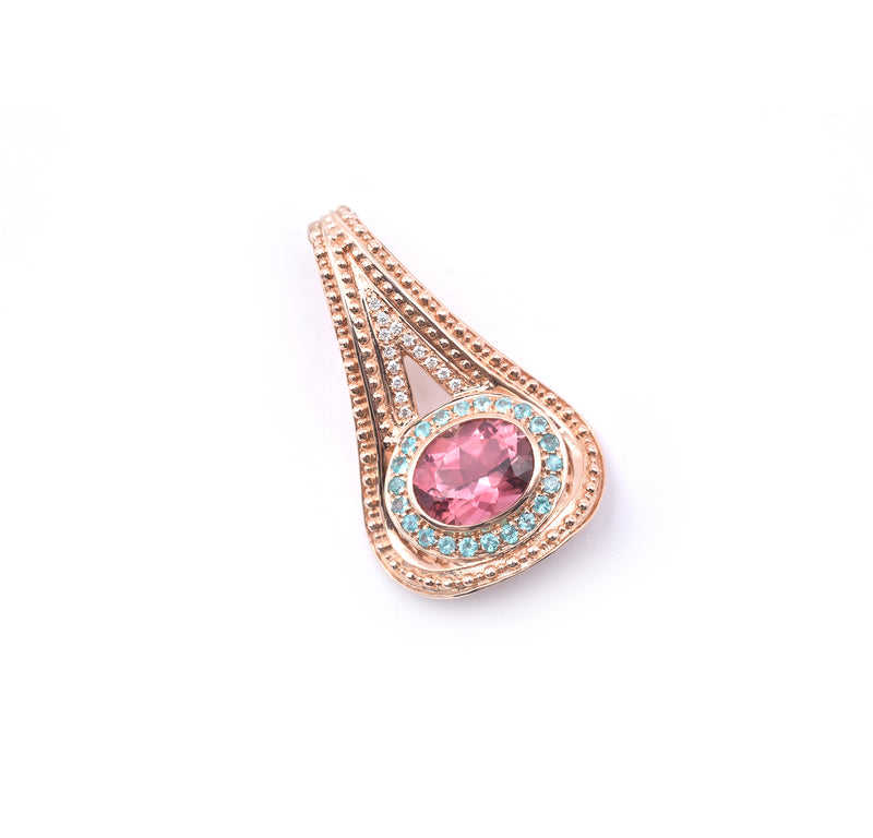 18k Rose Gold Tourmaline and Diamond Pendant