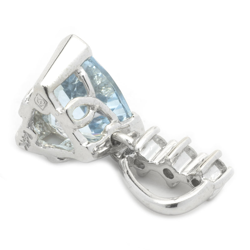 14 Karat White Gold Aquamarine and Diamond Pendant