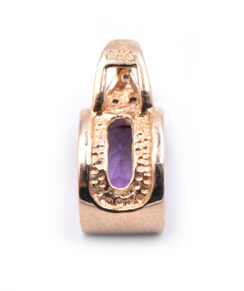 14 Karat Yellow Amethyst and Diamond Pendant