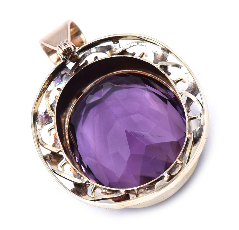 10 Karat Yellow Gold Vintage Amethyst Pendant