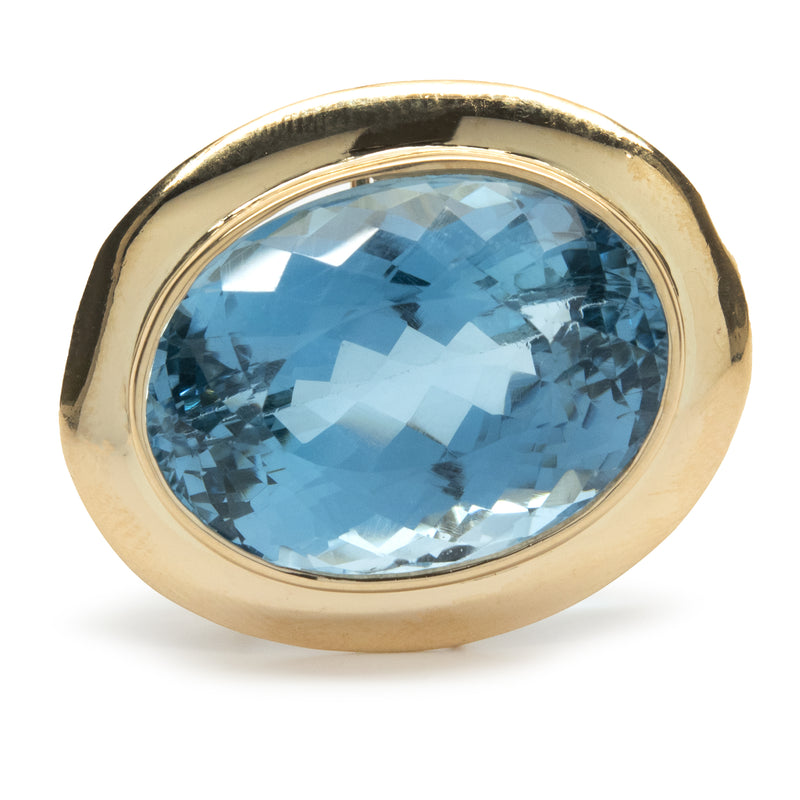 14 Karat Yellow Gold Swiss Blue Topaz Slide Pendant