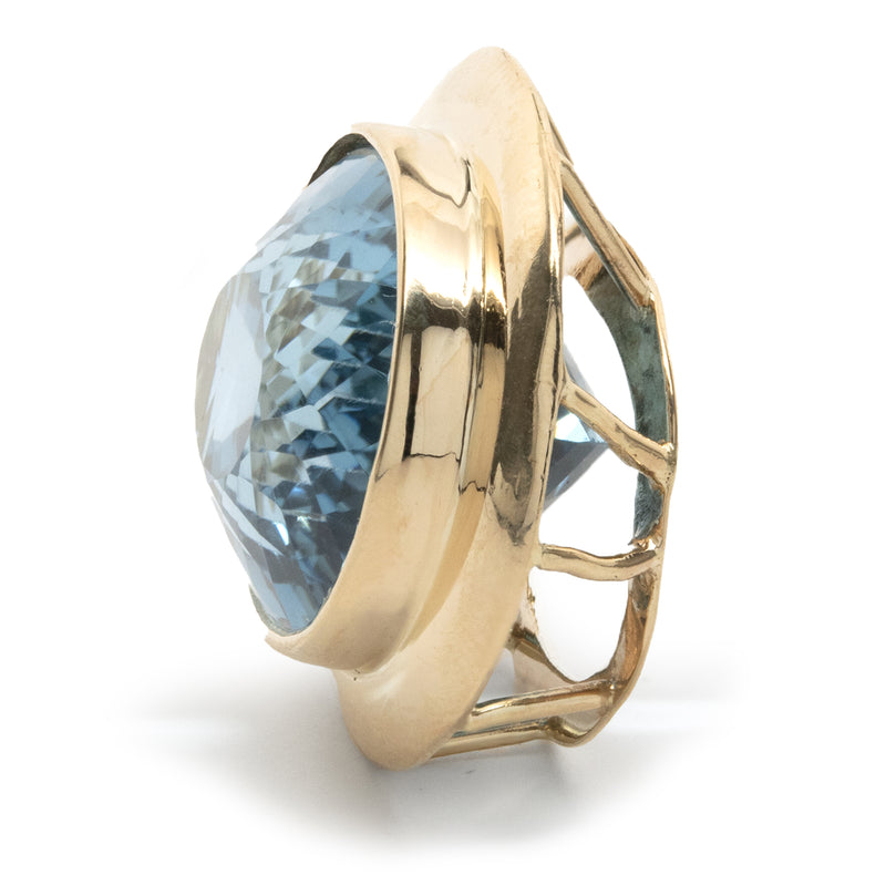 14 Karat Yellow Gold Swiss Blue Topaz Slide Pendant