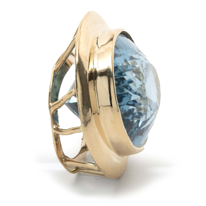 14 Karat Yellow Gold Swiss Blue Topaz Slide Pendant