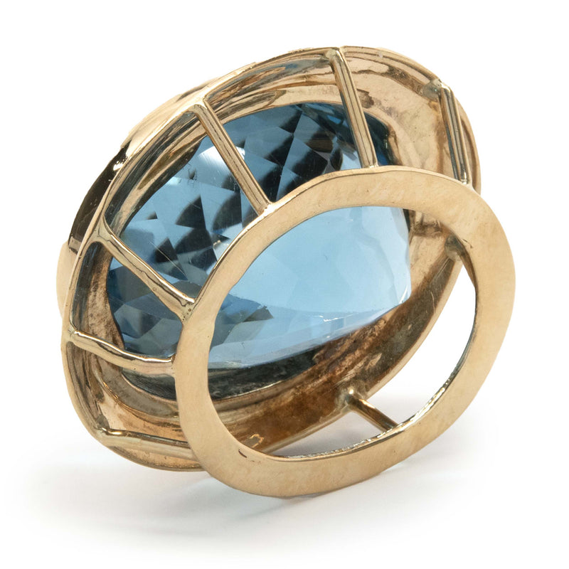 14 Karat Yellow Gold Swiss Blue Topaz Slide Pendant