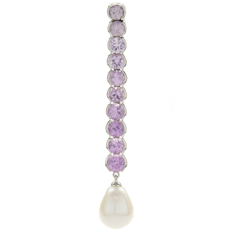 18 Karat White Gold Pink Sapphire and South Sea Pearl Drop Pendant