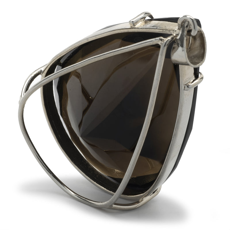 10 Karat White Gold Smoky Topaz Pendant
