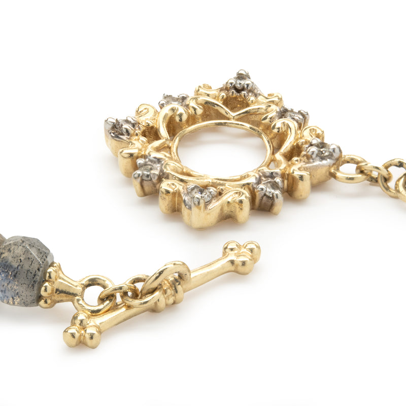 14 Karat Yellow Gold Labradorite Beaded Necklace