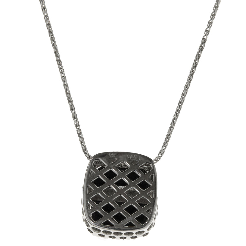 14 Karat White Gold Black Onyx and Diamond Necklace