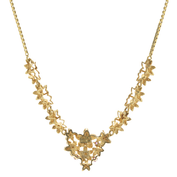 18 Karat Yellow Gold Enamel Flower and Ruby Necklace