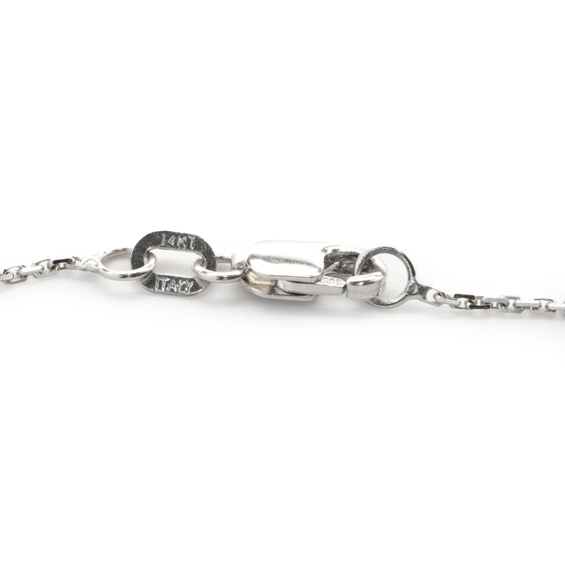 14 Karat White Gold Aquamarine and Diamond Pear Necklace