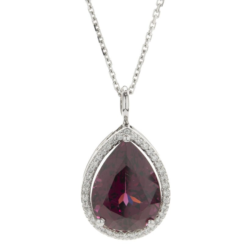 14 Karat White Gold Pyrope Garnet and Diamond Necklace