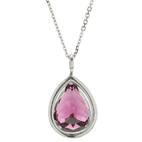 14 Karat White Gold Pyrope Garnet and Diamond Necklace