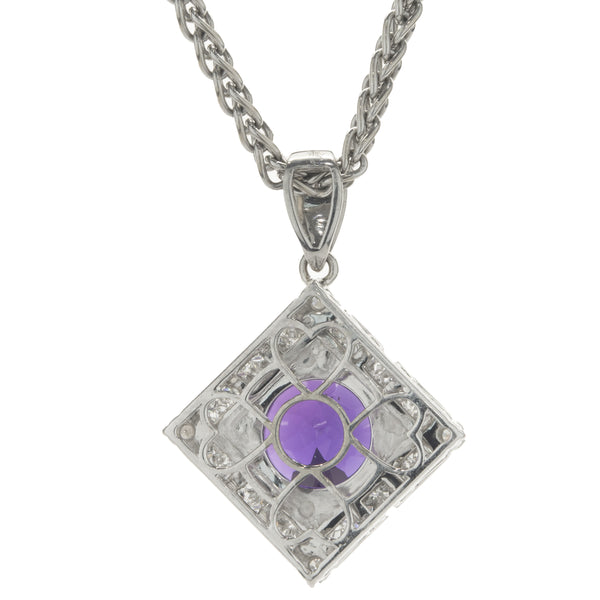 18 Karat White Gold Amethyst and Diamond Necklace