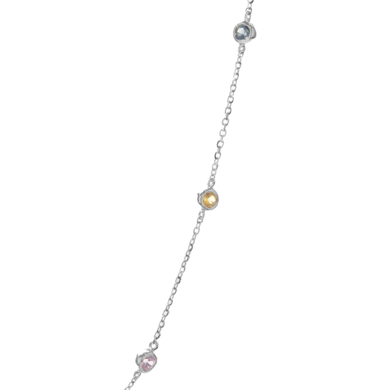 14 Karat White Gold Rainbow Sapphires By The Yard Necklace