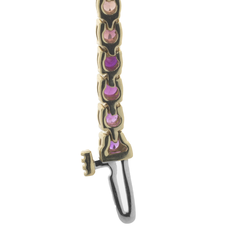 18 Karat Yellow Gold Rainbow Sapphire Tennis Bracelet