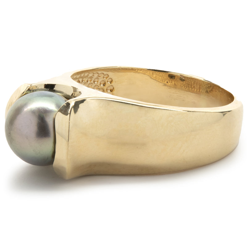 18k Yellow Gold Tahitian Pearl Ring