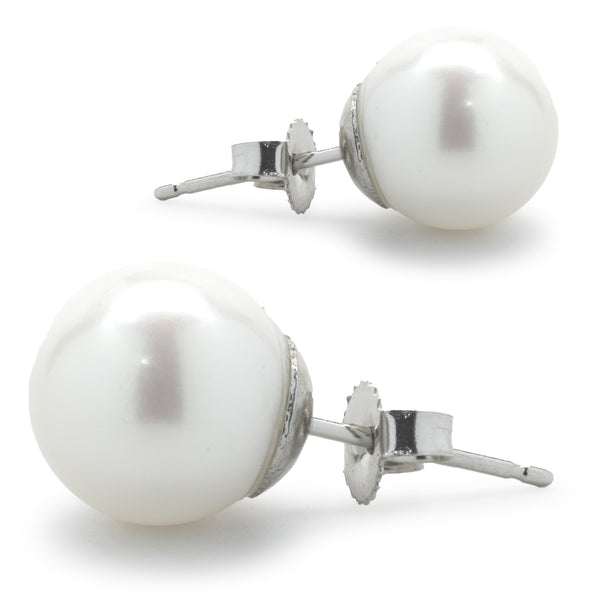 14 Karat White Gold Cultured Freshwater Pearl Studs