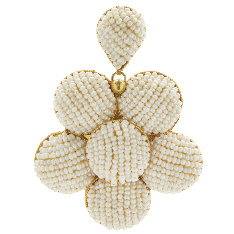 18 Karat Yellow Gold Seed Pearl Flower Pendant