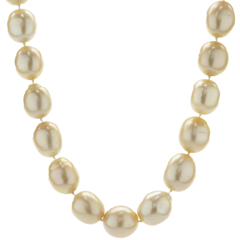 Golden Pearl Necklace with 14 Karat Yellow Gold Ball Clasp