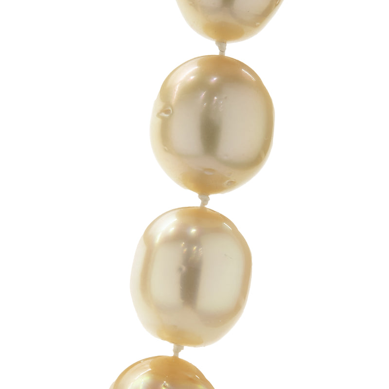 Golden Pearl Necklace with 14 Karat Yellow Gold Ball Clasp