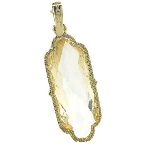Judith Ripka 18 Karat Yellow Gold Canary Crystal and Diamond Pendant