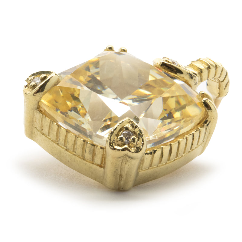 Judith Ripka 18 Karat Yellow Gold Canary Quartz and Diamond Pendant