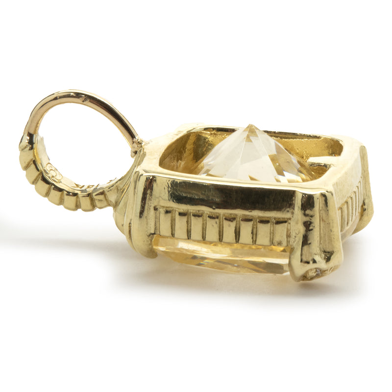 Judith Ripka 18 Karat Yellow Gold Canary Quartz and Diamond Pendant