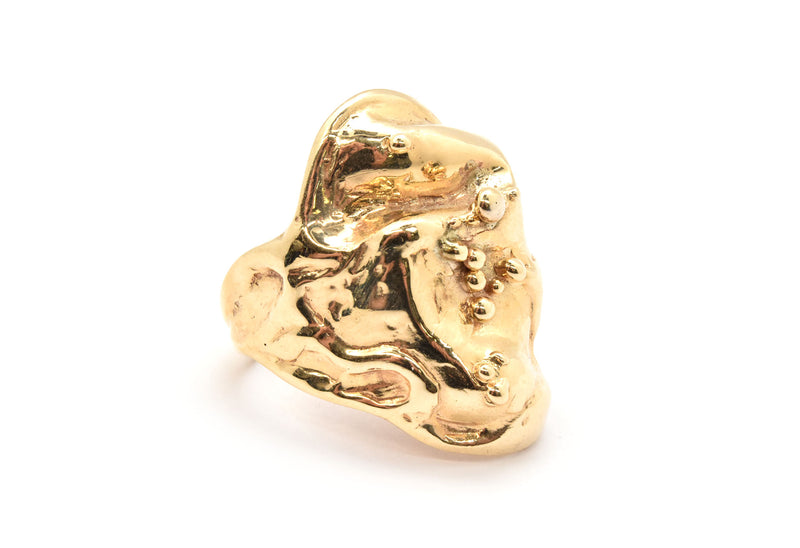 14k Yellow Gold Wide Custom-made Free Form Ring