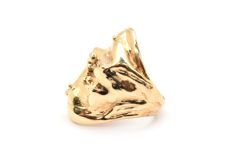 14k Yellow Gold Wide Custom-made Free Form Ring
