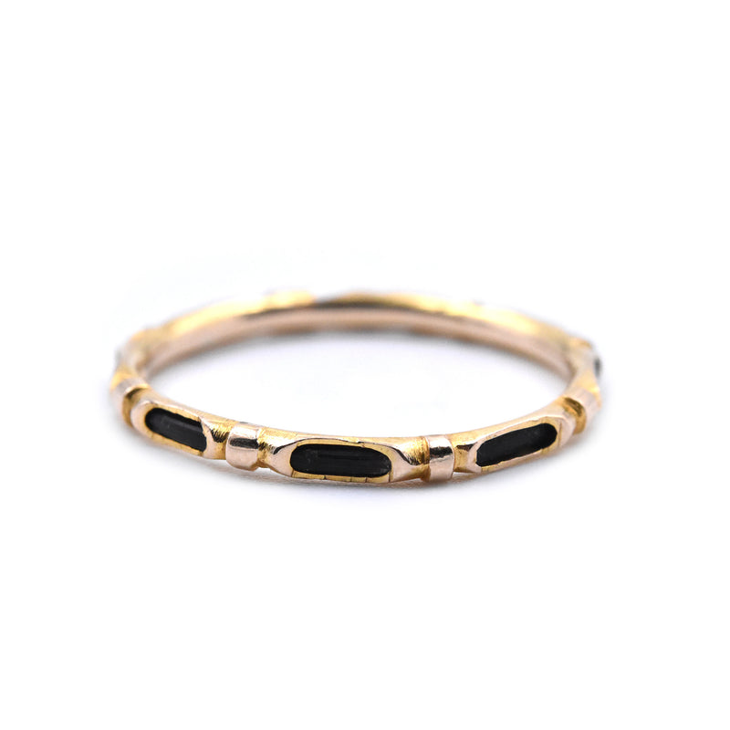 14k Yellow Gold Band Ring with Black Inner Band