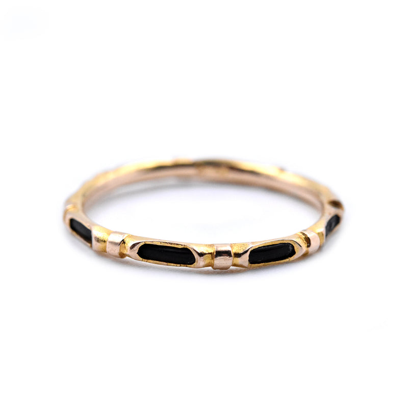 14k Yellow Gold Band Ring with Black Inner Band