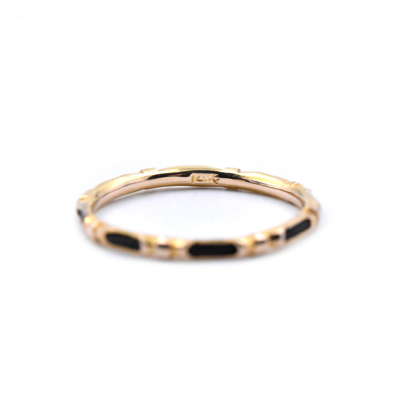 14k Yellow Gold Band Ring with Black Inner Band