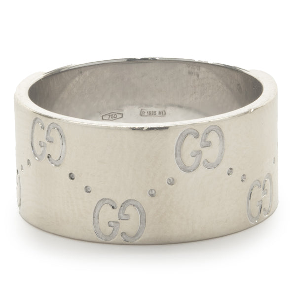 18 Karat White Gold GG Band