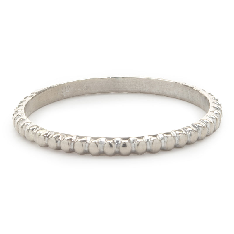 14 Karat White Gold Beaded Band